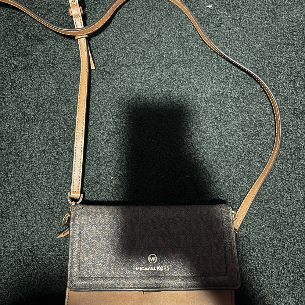 Michael Kors Black and Brown Wallet Bag